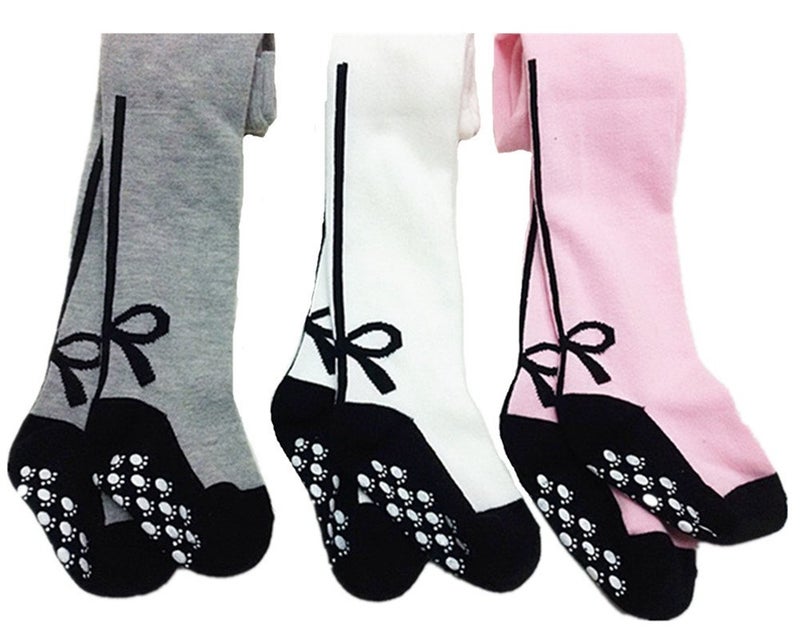 Toptim Baby Girl's Tights Stockings Non-skid Toddler Leggings Pants (white Gray Pink, 6-12M) - Image 4